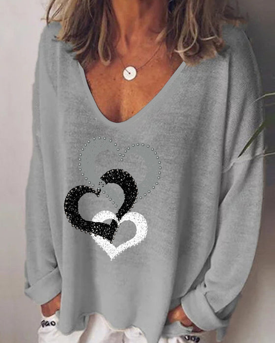 Bluzka z długim rękawem i nadrukiem serca
