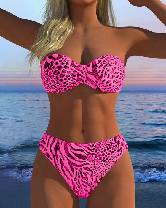 Strój Kąpielowy Seksowny Leopard Print Dwuczęściowy