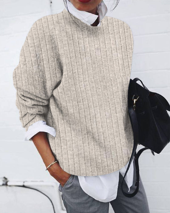 Bluzka z długim rękawem w jednolitym kolorze