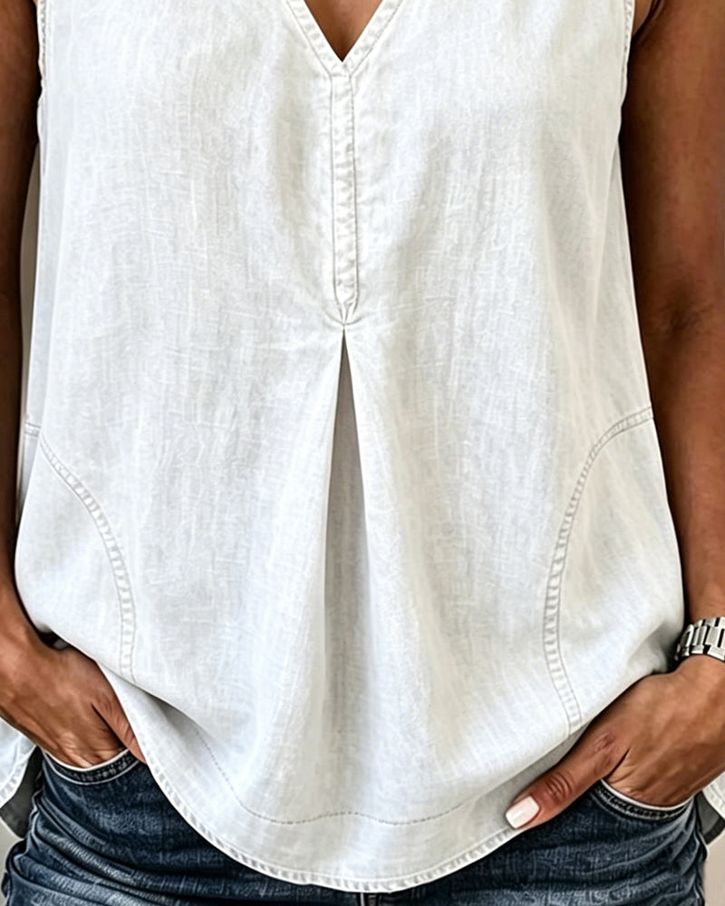 Top Dekolt V Denim