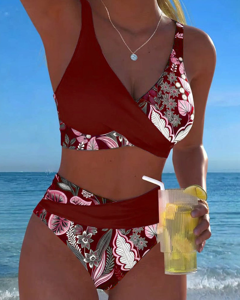 Bikini Kontrast Kolor Moda Kwiatowy