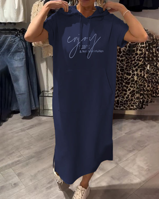 Sukienka Z Kapturem Casual Sznurek