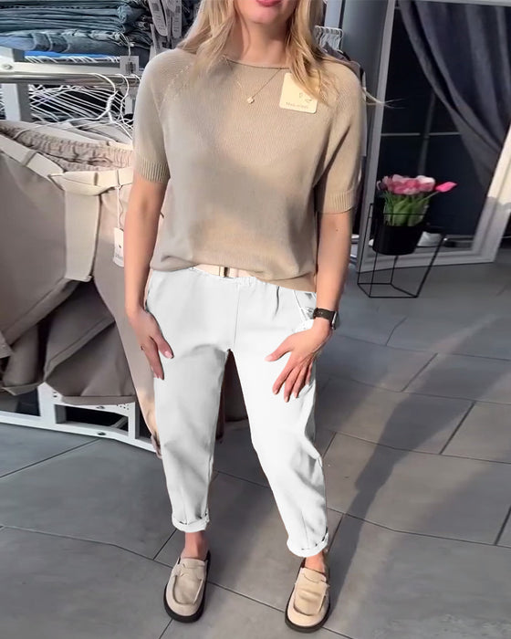 Spodnie Jednokolorowe Casual Proste