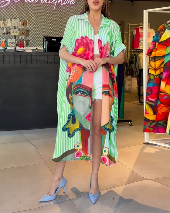 Bluzka z guzikamii rozcięciem w pionowe paski