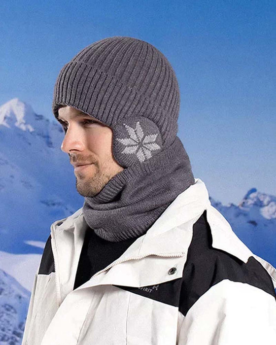 Zestaw ciepłej czapki z dzianiny z szalikiem