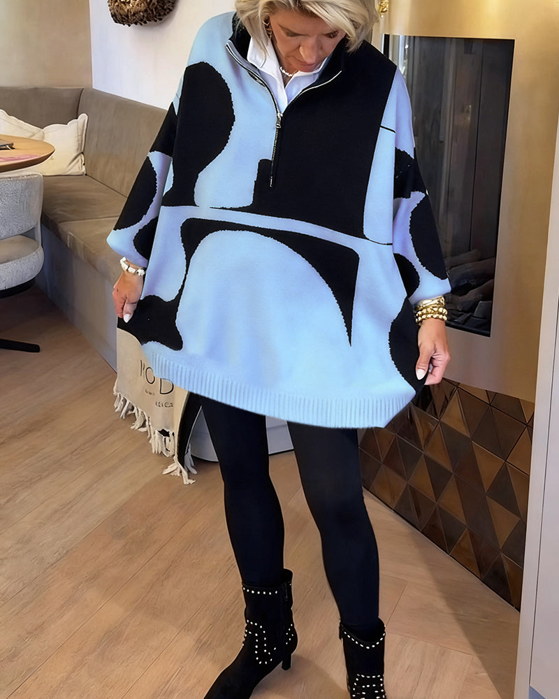 Sweter Z Półzamkiem I Modnym Stójkowym Kołnierzem