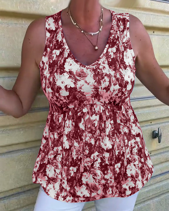 Top Seksowny Wzorzysty Bez Rękawów