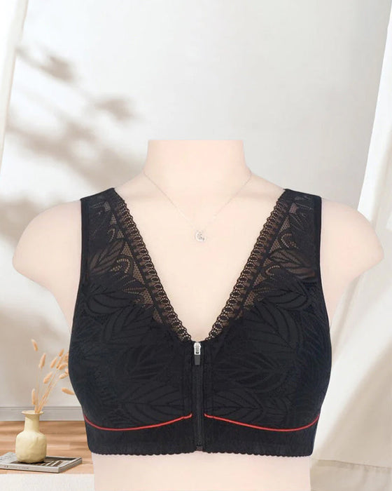 Koronkowy biustonosz zapinany z przodu na zamek