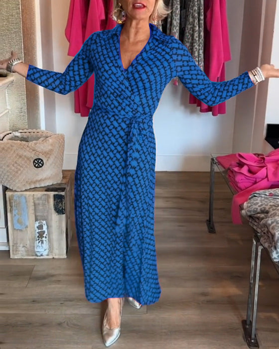 Elegancka sukienka maxi z dekoltem w kształcie litery V