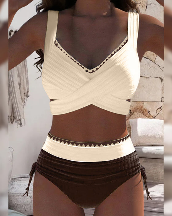Bikini Casual Kontrastowy Kolor Szycie Dwuczęściowy