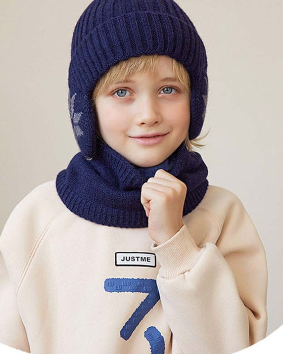 Zestaw ciepłej czapki z dzianiny z szalikiem