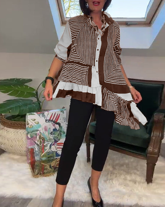 Modna koszula zapinana na guziki o nieregularnym kroju