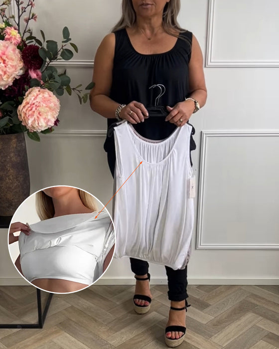 Top Bez Rękawów Jednolity Plisowany