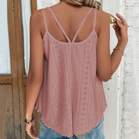 Gładki Top Kominacyjny Z Haftem Eyelet