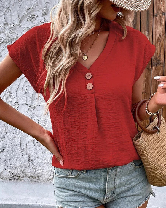 T-shirt z krótkim rękawem i dekoltem w szpic