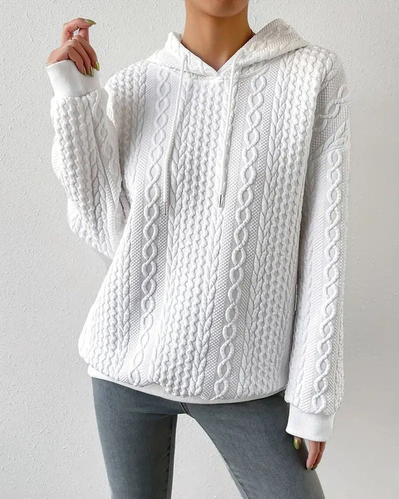 Swobodna bluza z kapturem w jednolitym kolorze