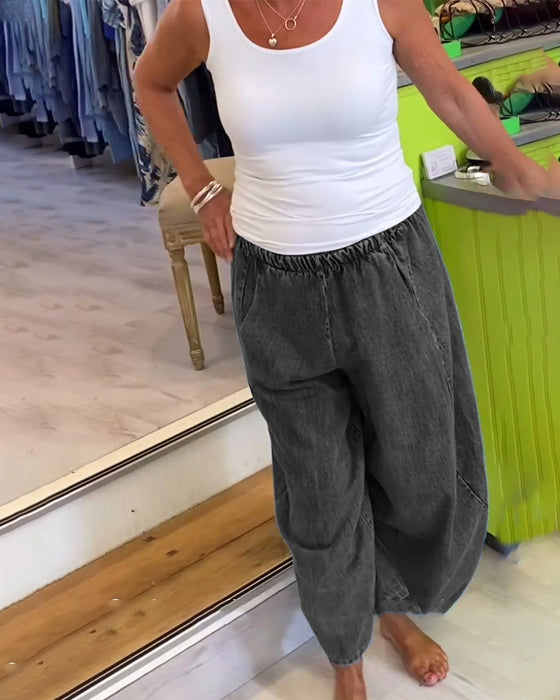 Jeansy Z Elastycznym Pasem W Stylu Casual