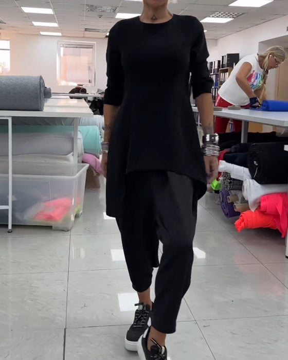 Bluza średniej długości z okrągłym dekoltem