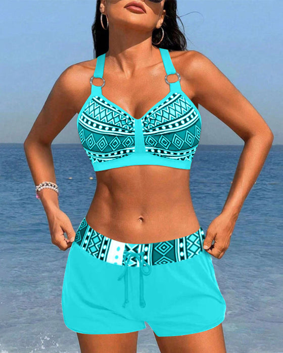 Geometryczne bikini z wysokim stanem