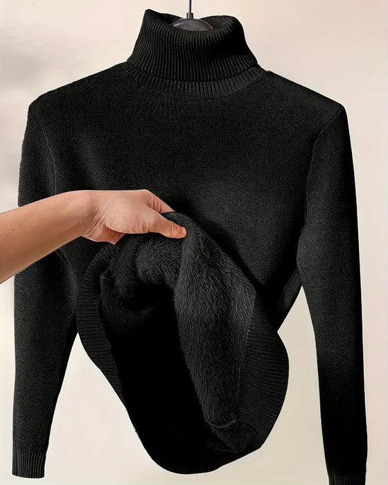 Grubszy sweter w jednolitym kolorze z długim rękawem