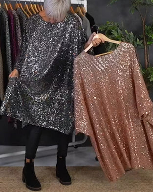 Wakacyjna luźna sukienka z cekinami