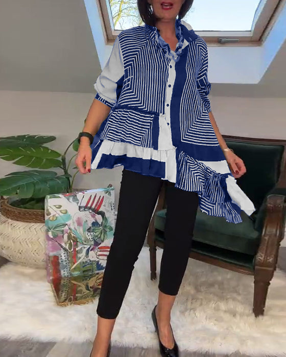 Modna koszula zapinana na guziki o nieregularnym kroju