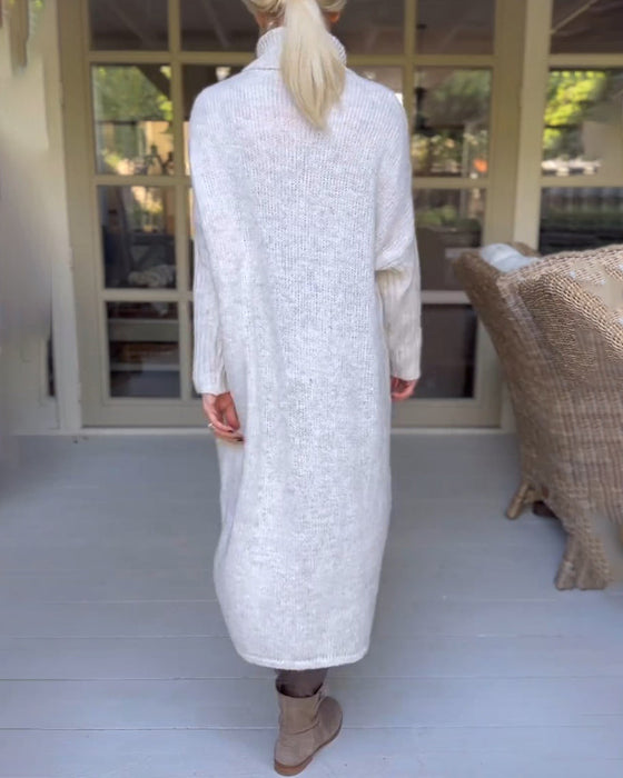 Długi kardigan z zabudowanym dekoltem