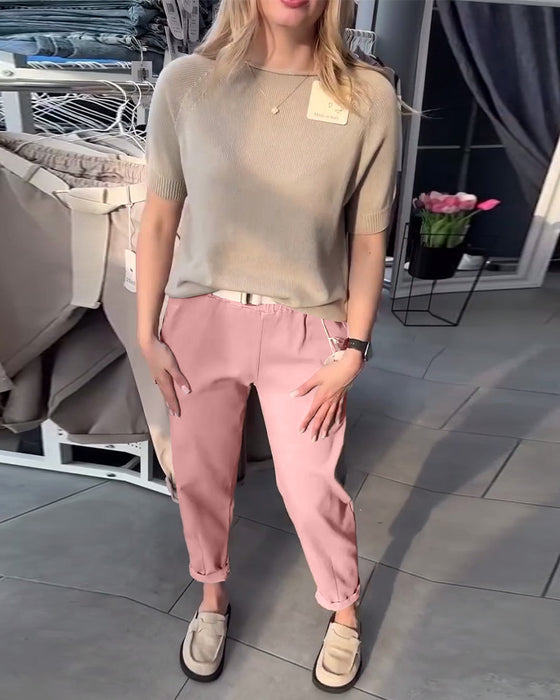 Spodnie Jednokolorowe Casual Proste