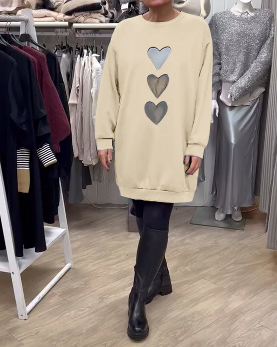 Sukienka Shift Wzór Serce Casual