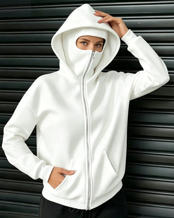 Płaszcz Kaptur Casual Zamek Błyskawiczny Bluza