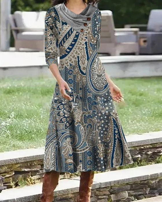 Sukienka midi z nadrukiem paisley