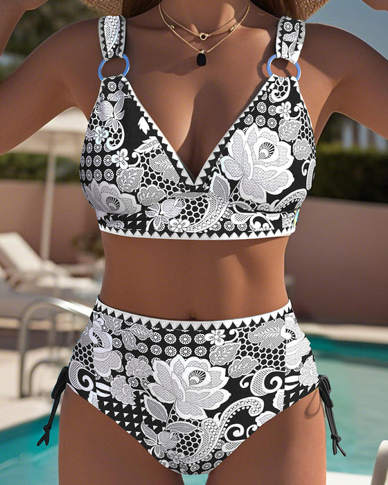 Bikini Wzorzysty Wiązany Trójkątny