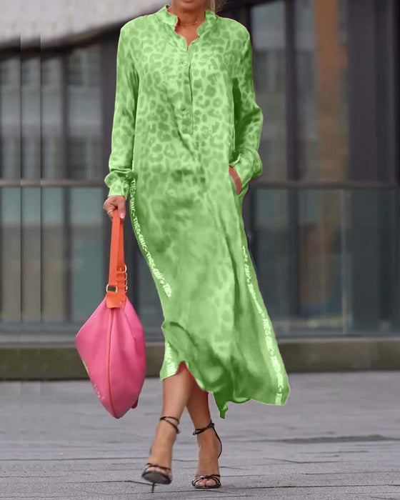 Sukienka Z Długim Rękawem Wzór W Lamparta Rozporek