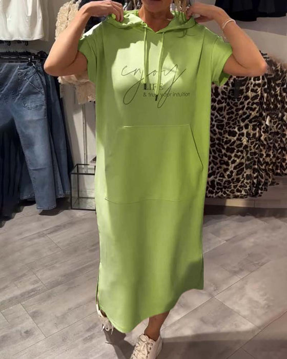 Sukienka Z Kapturem Casual Sznurek