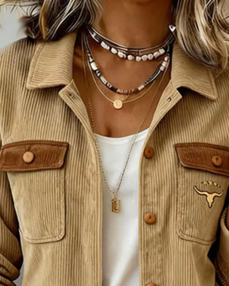 Kurtka Kord Zapięcie Klapa