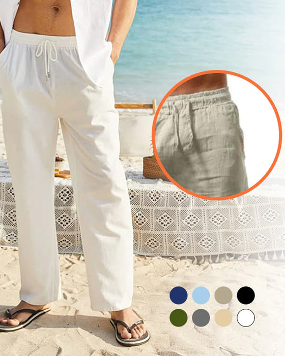 Męskie spodnie z lnu i bawełny