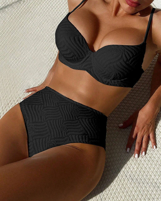 Bikini Seksowne Jednolity Kolor Push-Up