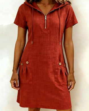 Sukienka Z Kapturem Zamek Błyskawiczny Kieszeń