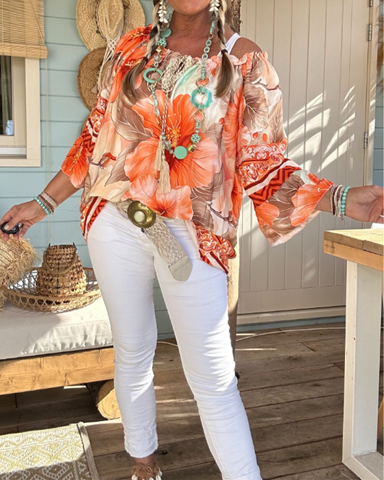 Bluzka Off-Shoulder Resortowy Print