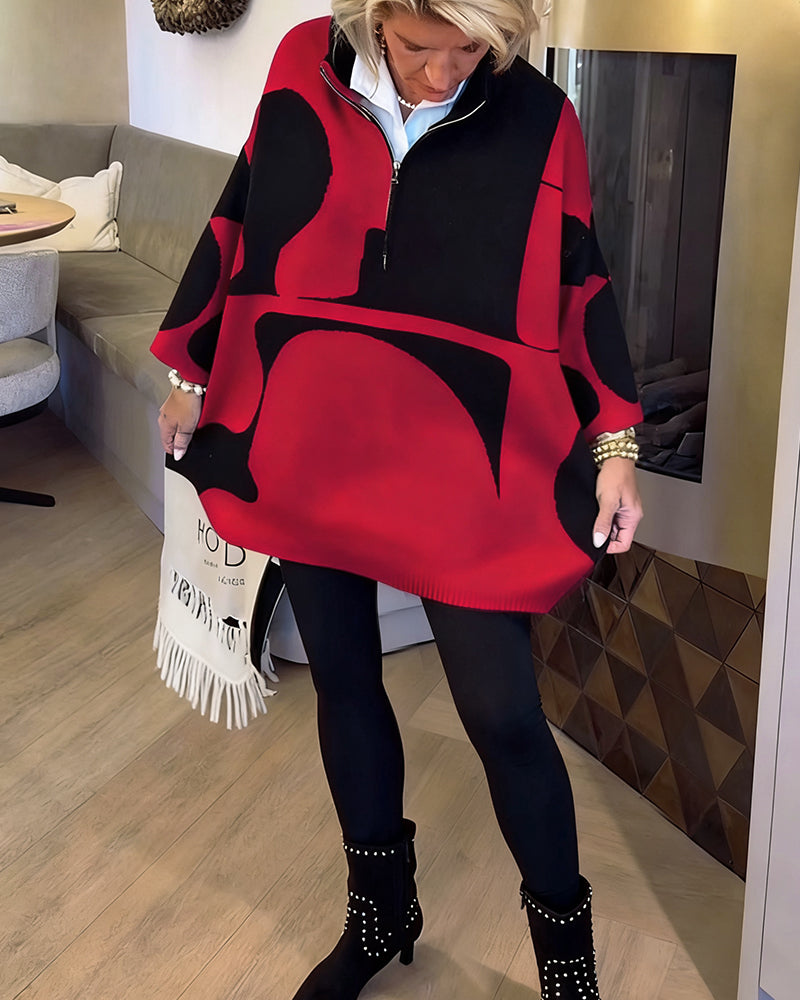 Sweter Z Półzamkiem I Modnym Stójkowym Kołnierzem