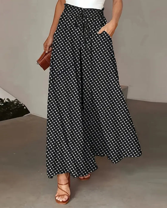 Spodnie Polka Kropka Wydruk Długie