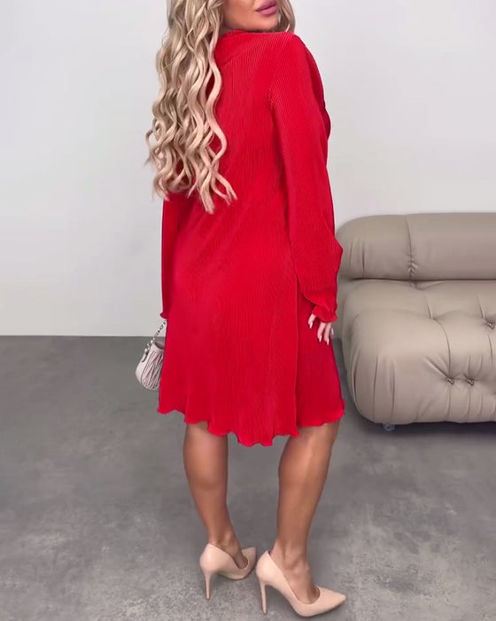 Sukienka casualowa w jednolitym kolorze, do kolan