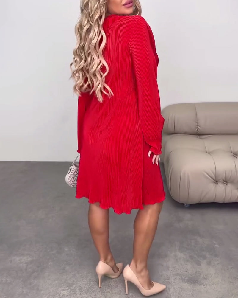 Sukienka casualowa w jednolitym kolorze, do kolan