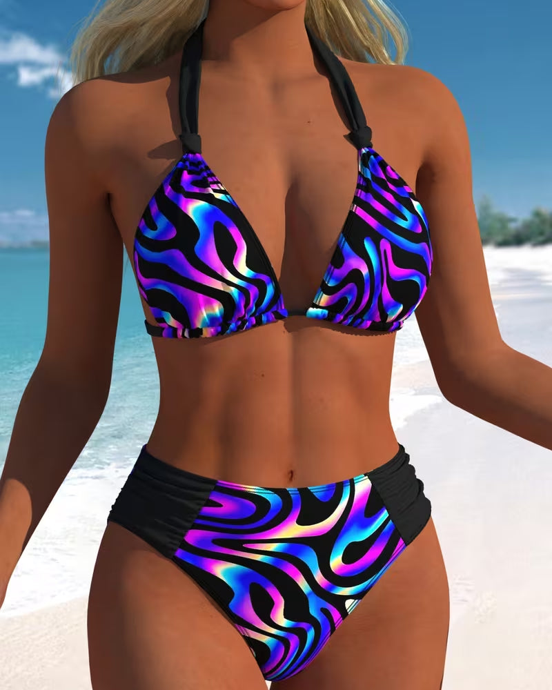 Bikini Gradient Fala Nadruk