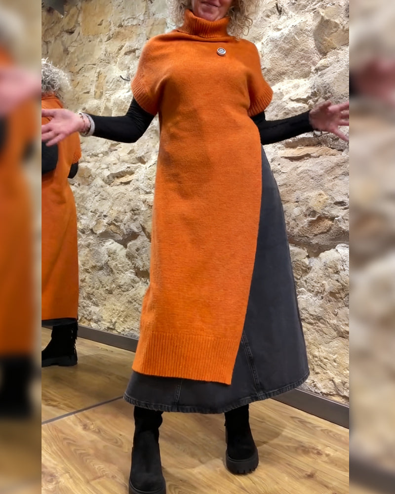 Krótki Rękaw Golf Z Rozcięciem I Golfowym Kołnierzem