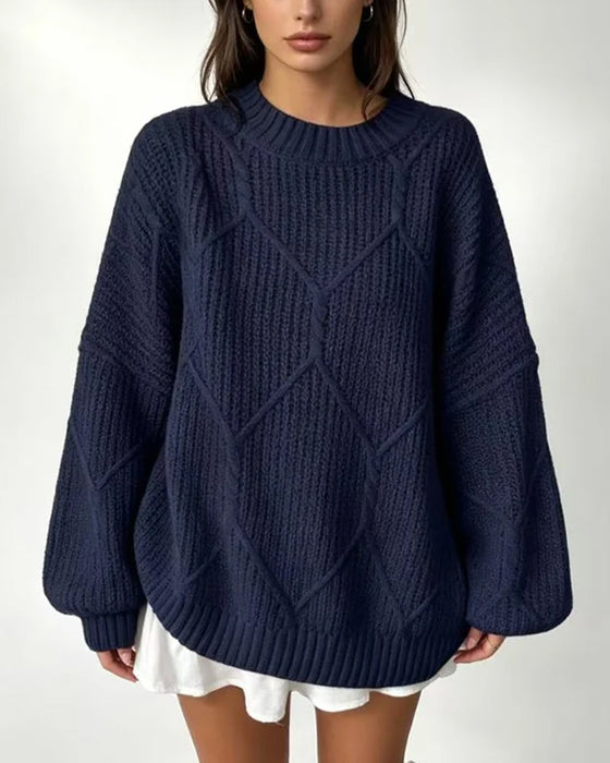 Sweter Jednokolorowy Długie Rękawy
