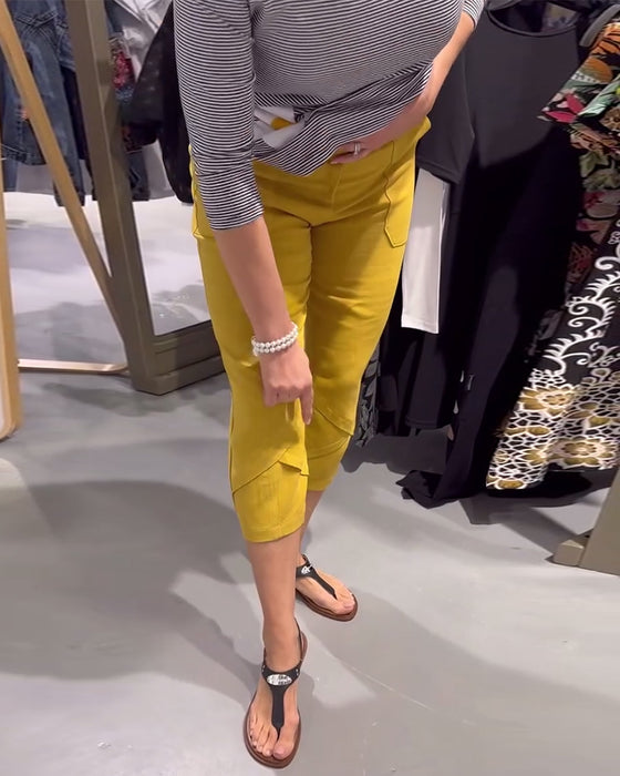 Spodnie Casual Zwężane Bawełna I Len Krótkie