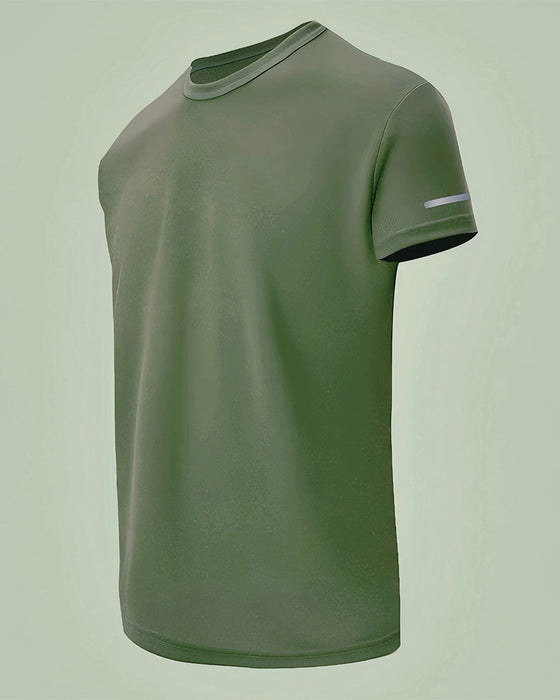 Męski T-Shirt Jednokolorowy Krótki Rękaw Sportowy