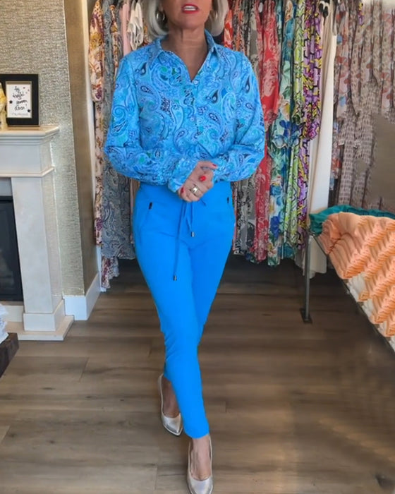 Wakacyjna koszula z długim rękawem i nadrukiem