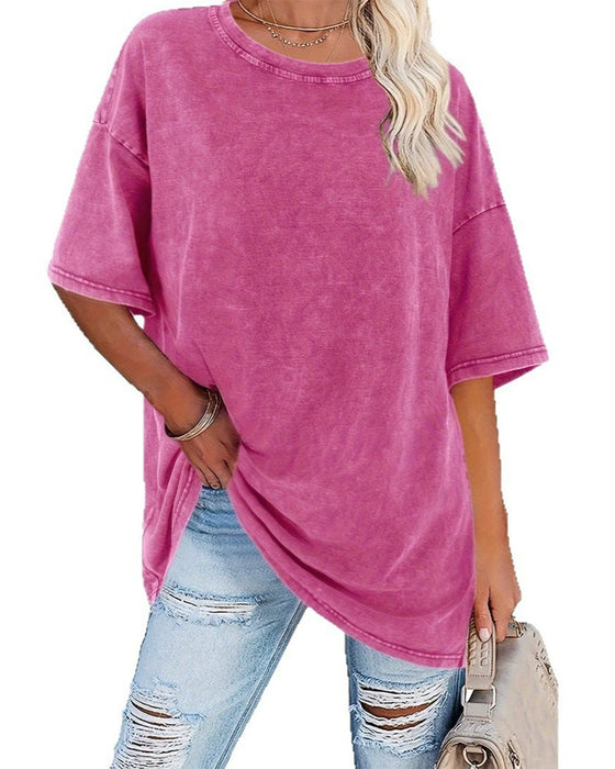T-Shirt Luźny Krój Casual Krótki Rękaw